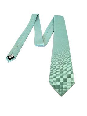 Geoffrey Beene Men's Tie Mint Green Teal White Diagonal Micro Stripe Texture